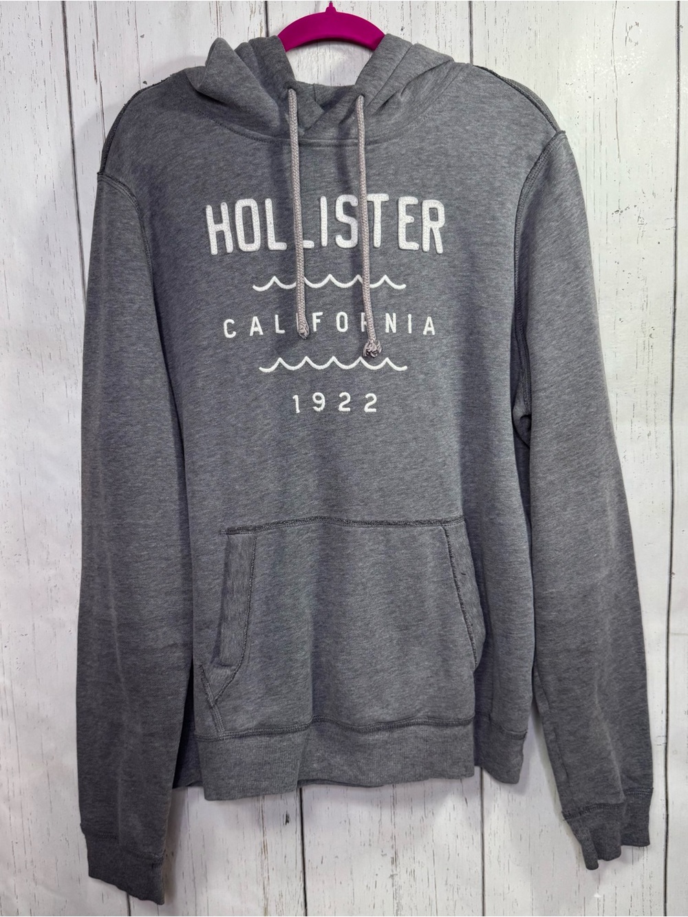 Hollister Gray Full Zip Hoodie XL California 1922 Logo Y2K Casual Streetwear
